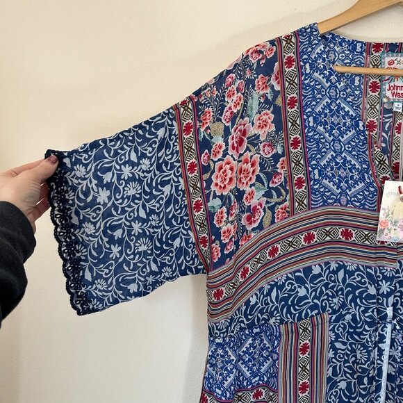 Johnny Was V Neck Tassel Ocia Slip Dress Multi Womens Size M Pockets Embroidered - Picture 3 of 11